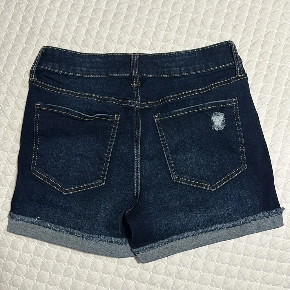So high rise midi jean shorts